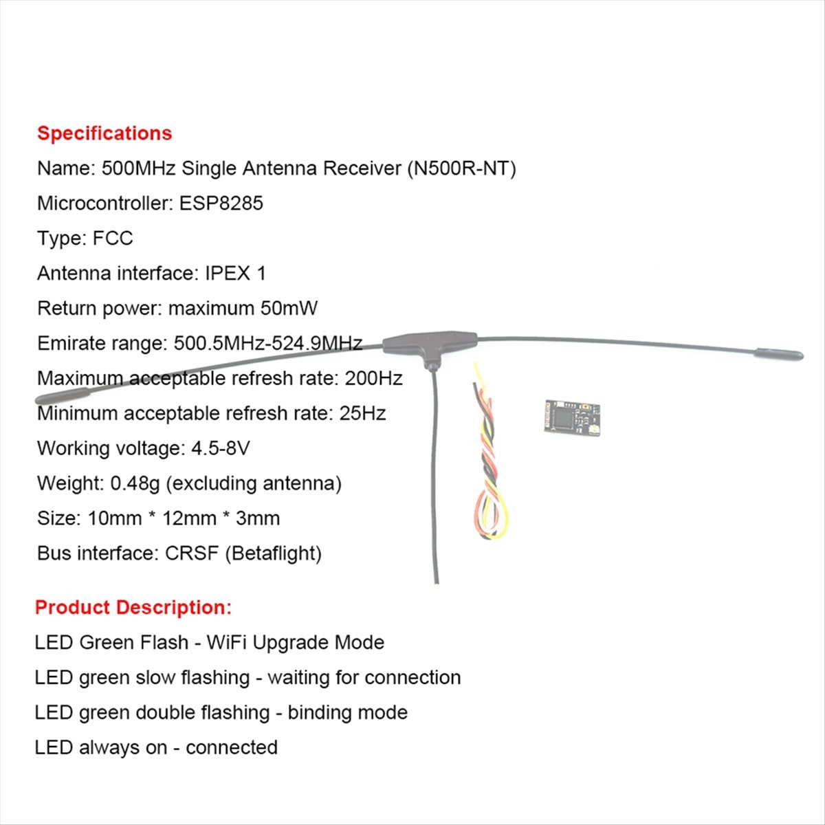 Penerima 500MHz 500.5MHz-524.9 - Drone Racing Receiver ulasan dan harga